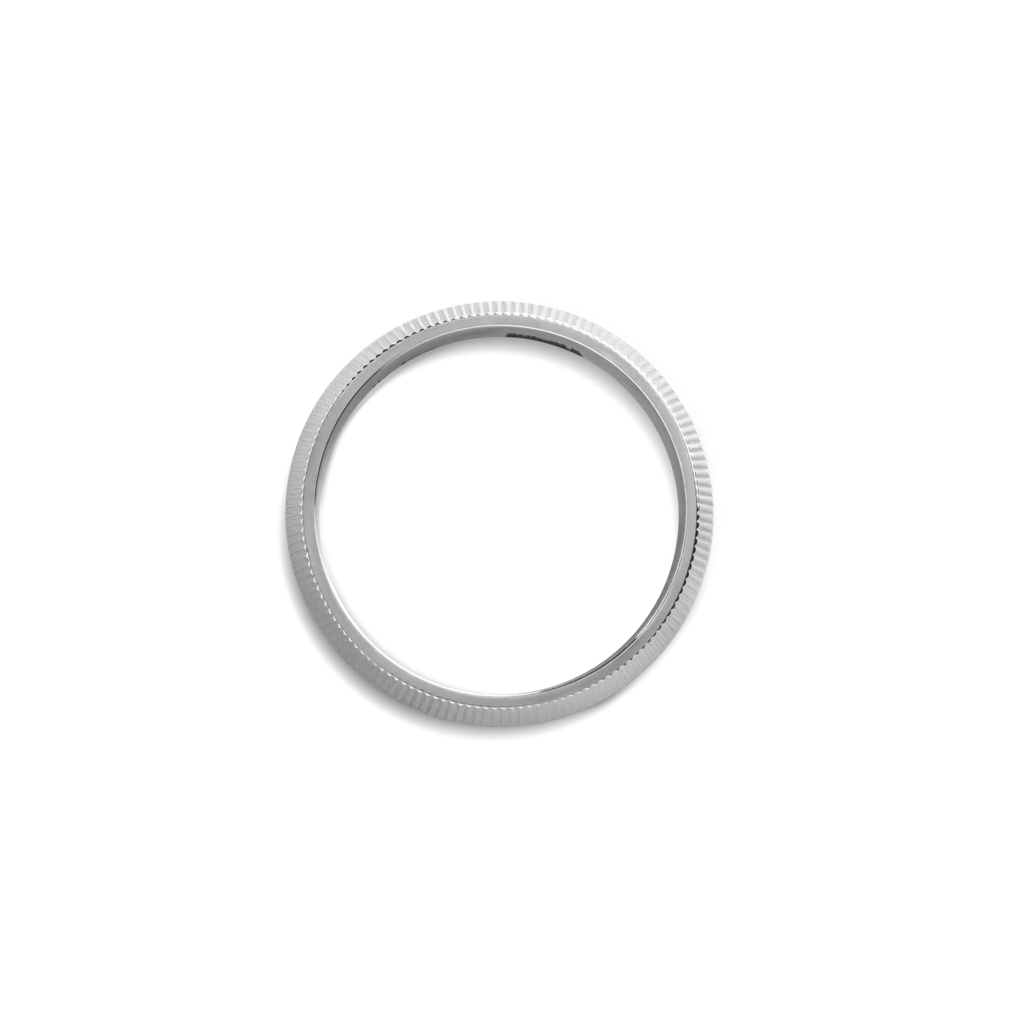 4mm Textured Beveled White Gold Band - Image 2