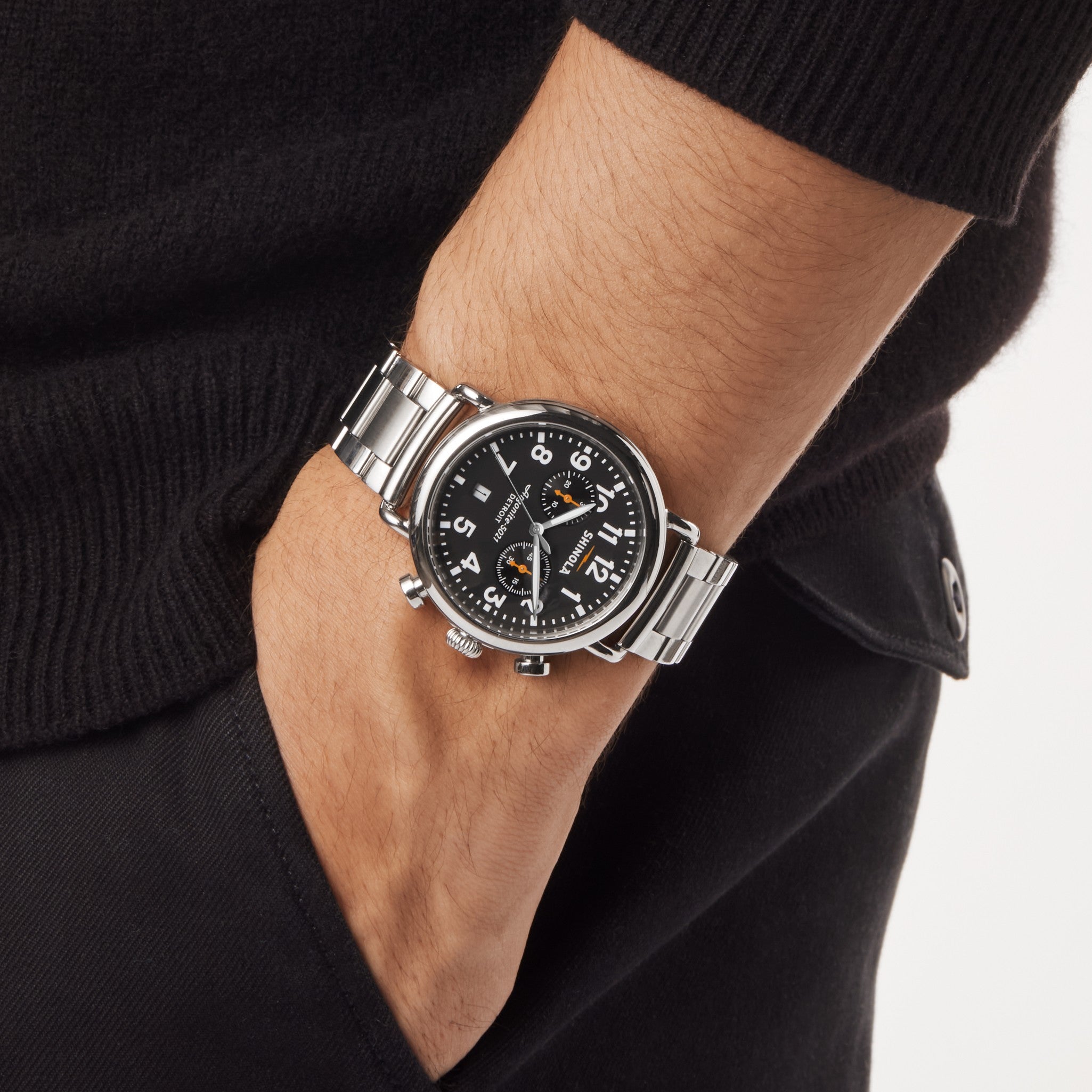 Runwell Chronograph Watch - Black - Image 2