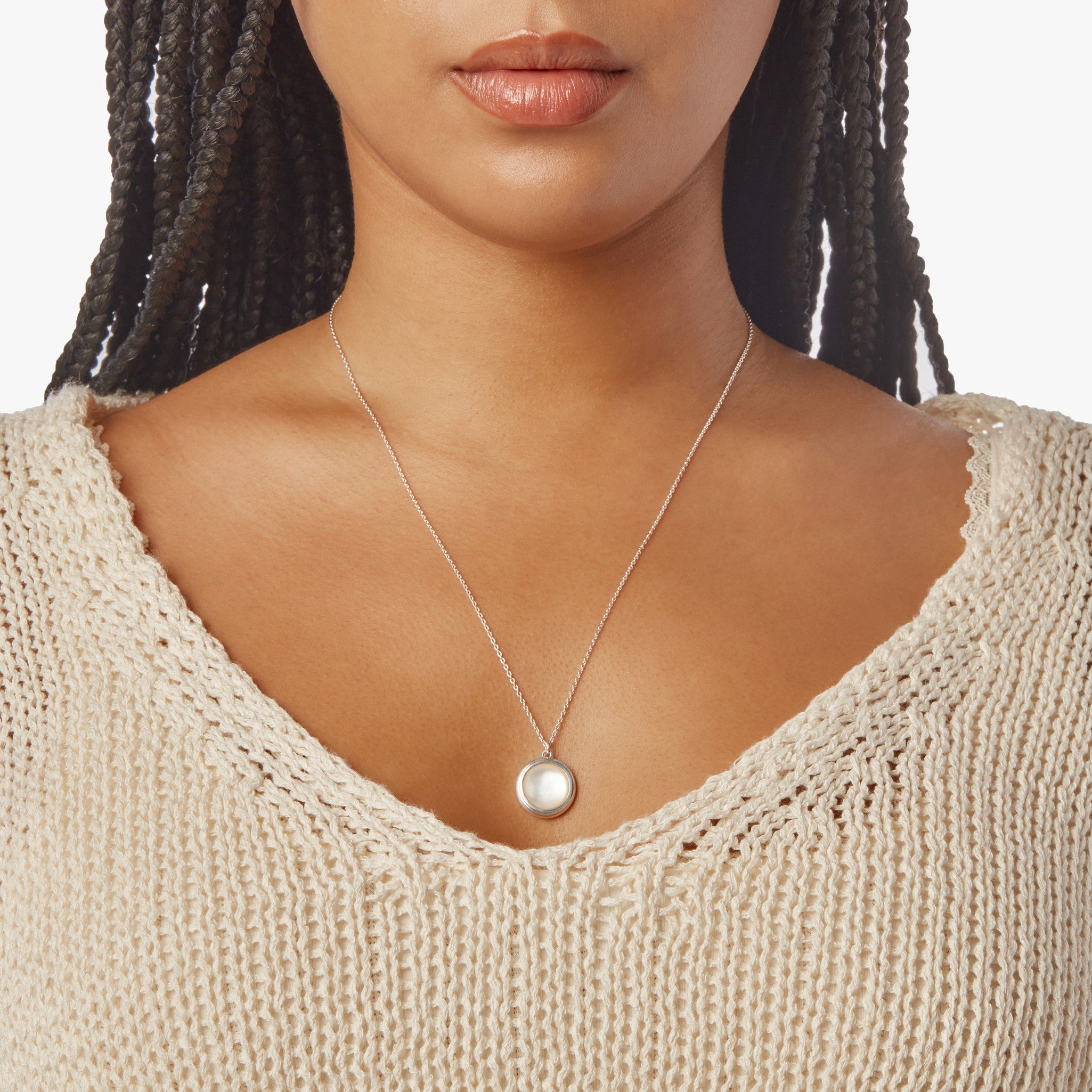 Heirloom Mother of Pearl Pendant Necklace - Sterling Silver - Image 3