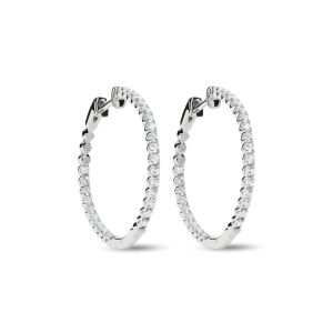 1 Carat Diamond Hoop Earrings - White Gold