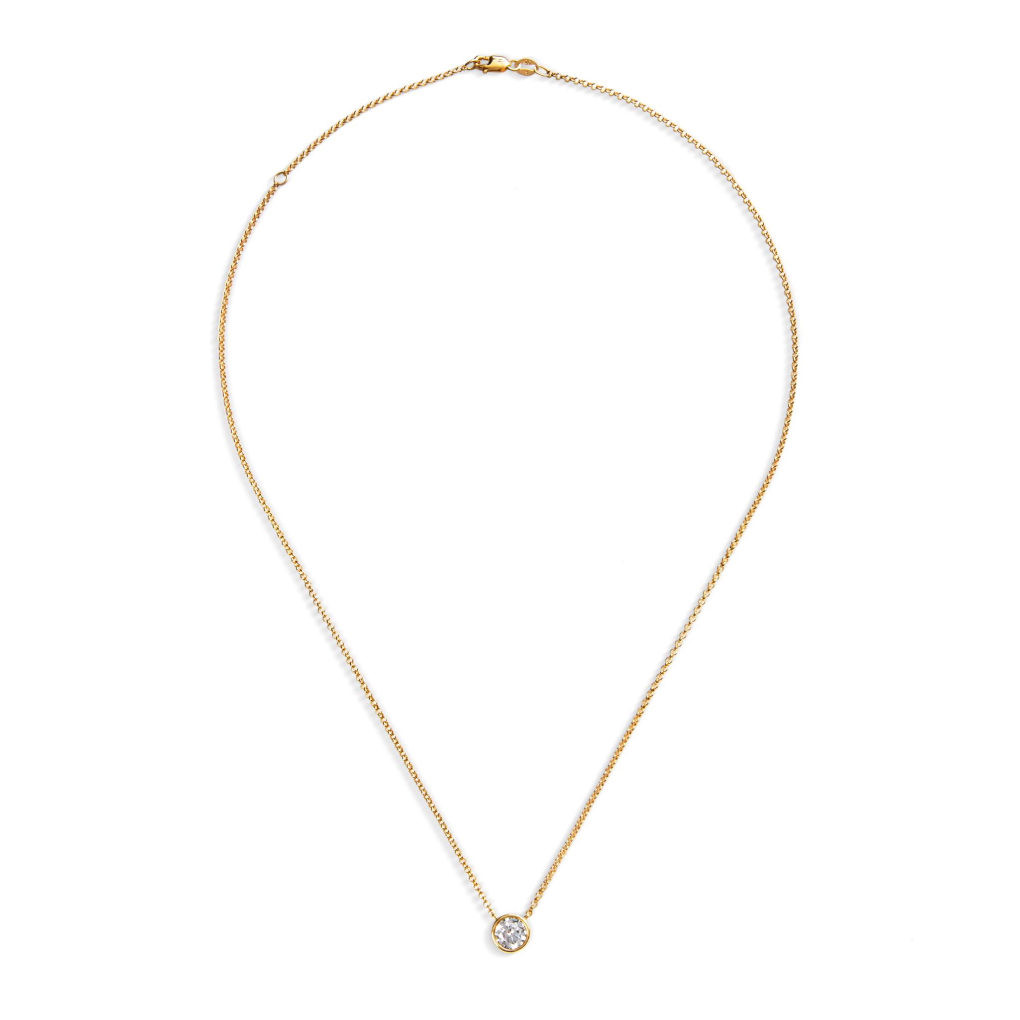 1 Carat Round Diamond Necklace - Yellow Gold - Image 3