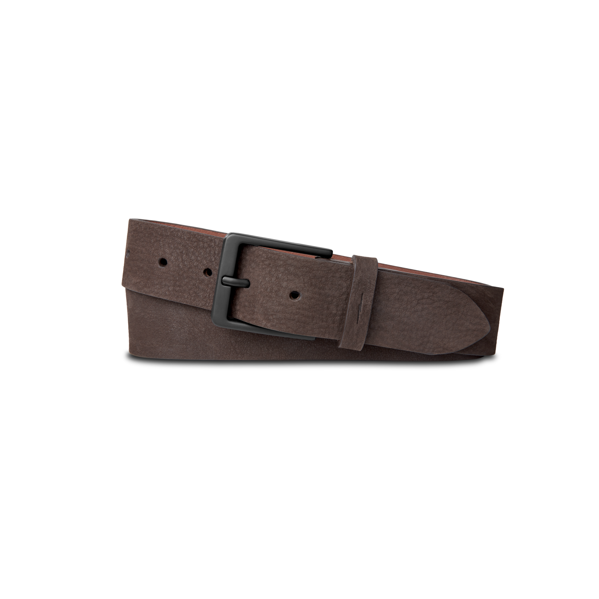 1 1/2 Lightning Bolt Keeper Belt Nubuck - Dark Brown