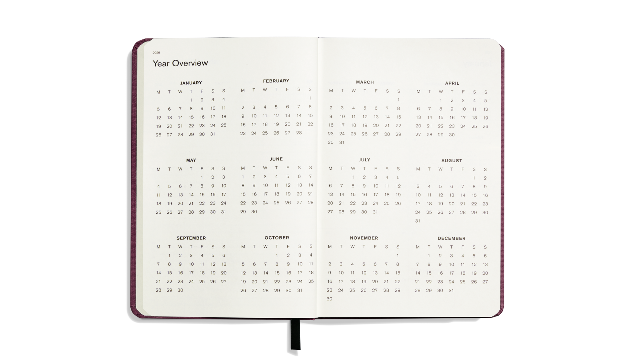 2026 12 Month Runwell Planner - Merlot - Image 5