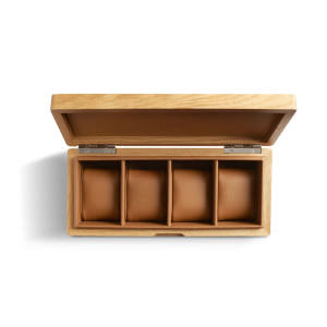 4 Slot Watch Collector's Box - Oak / Tan