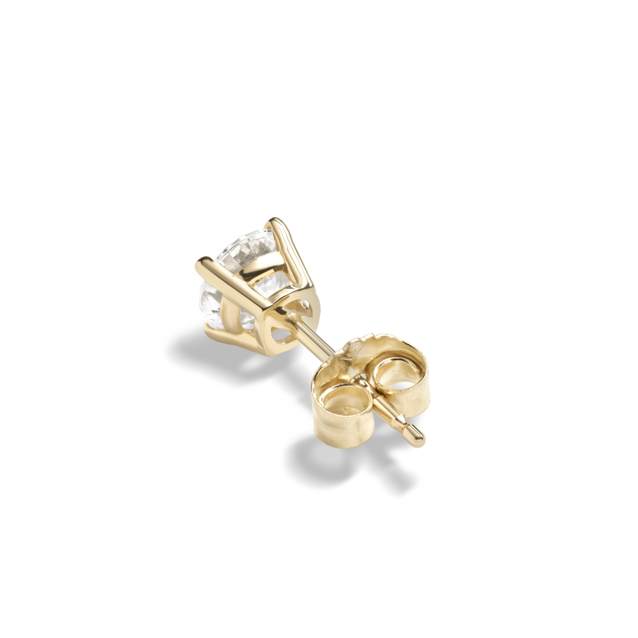 1 Carat Round Diamond Studs - Yellow Gold - Image 5