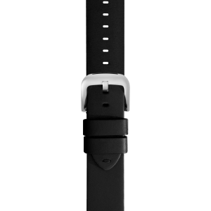24mm Black Leather Watch Strap - Black