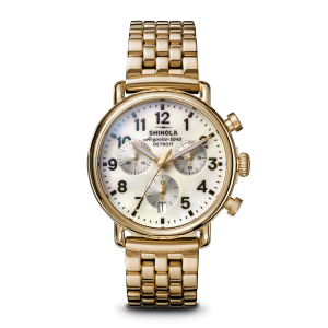 Runwell Chronograph Watch - MOP Gold Bracelet