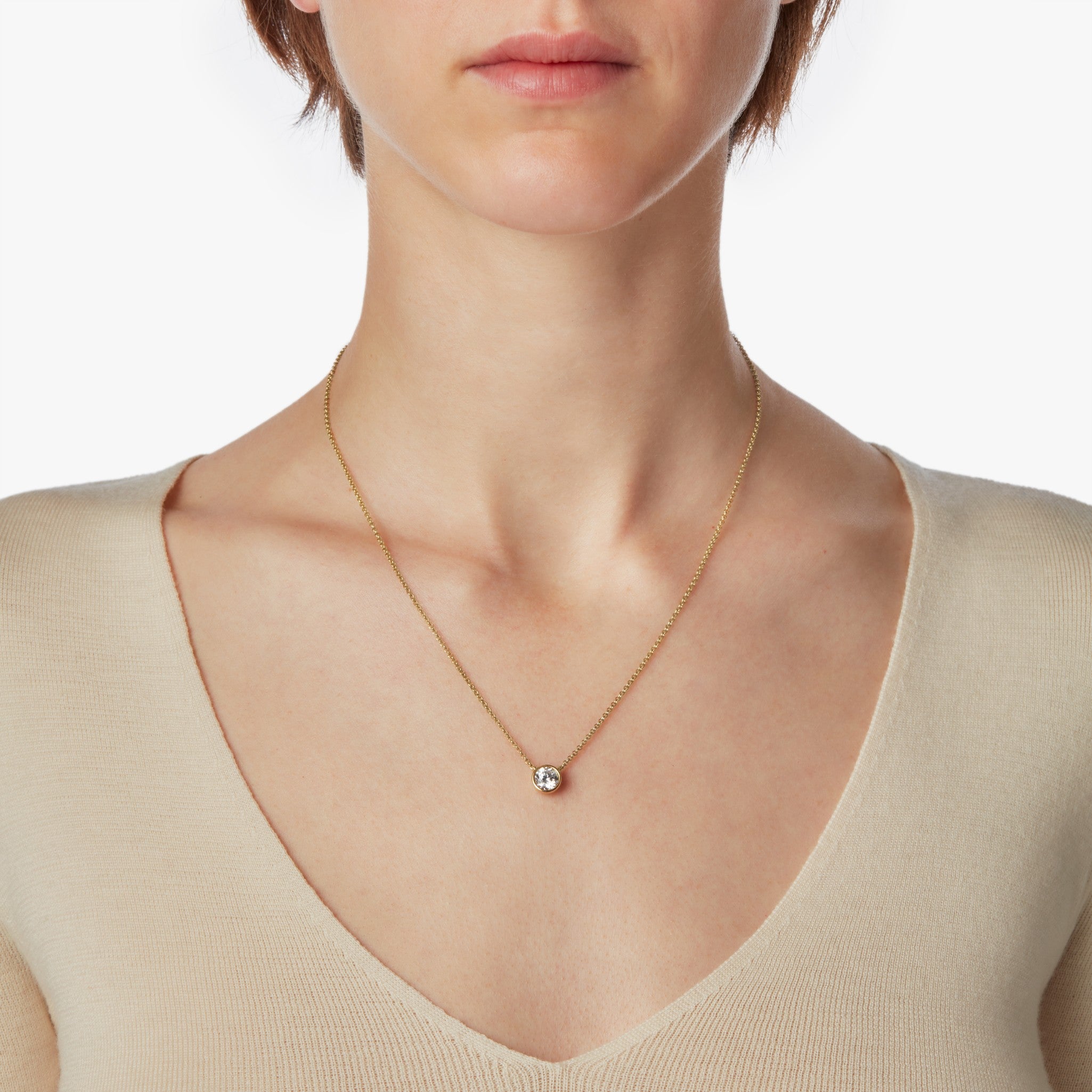 1 Carat Round Diamond Necklace - Yellow Gold - Image 2