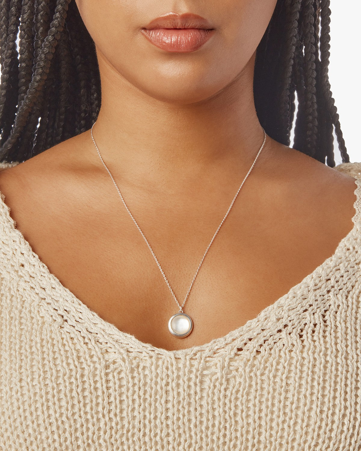 Heirloom Mother of Pearl Pendant Necklace - Sterling Silver - Image 6