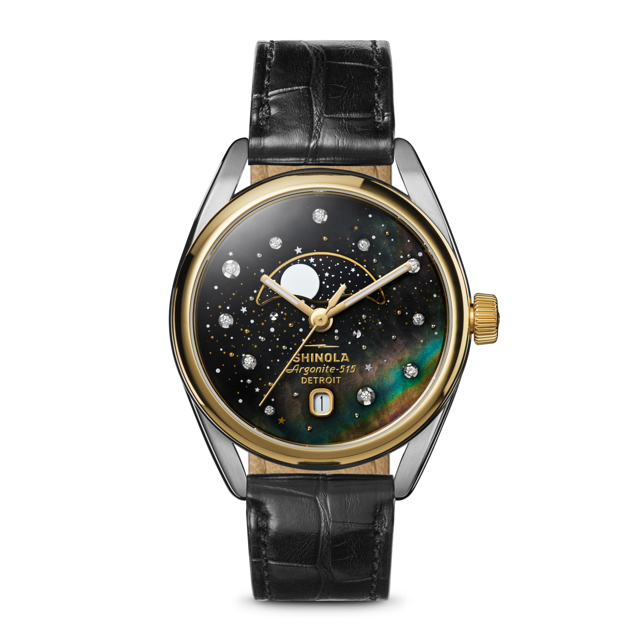 Celestial Derby Watch - Black Mother of Pearl Diamond