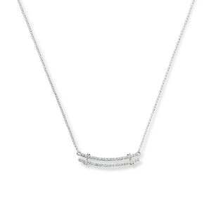 Diamond Pave Rivet Double Row Necklace - White Gold