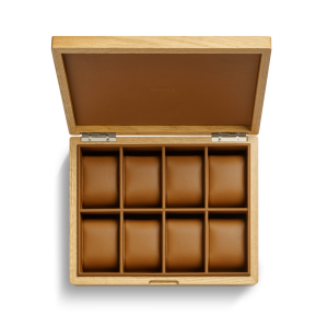 8 Slot Watch Collector's Box - Oak / Tan