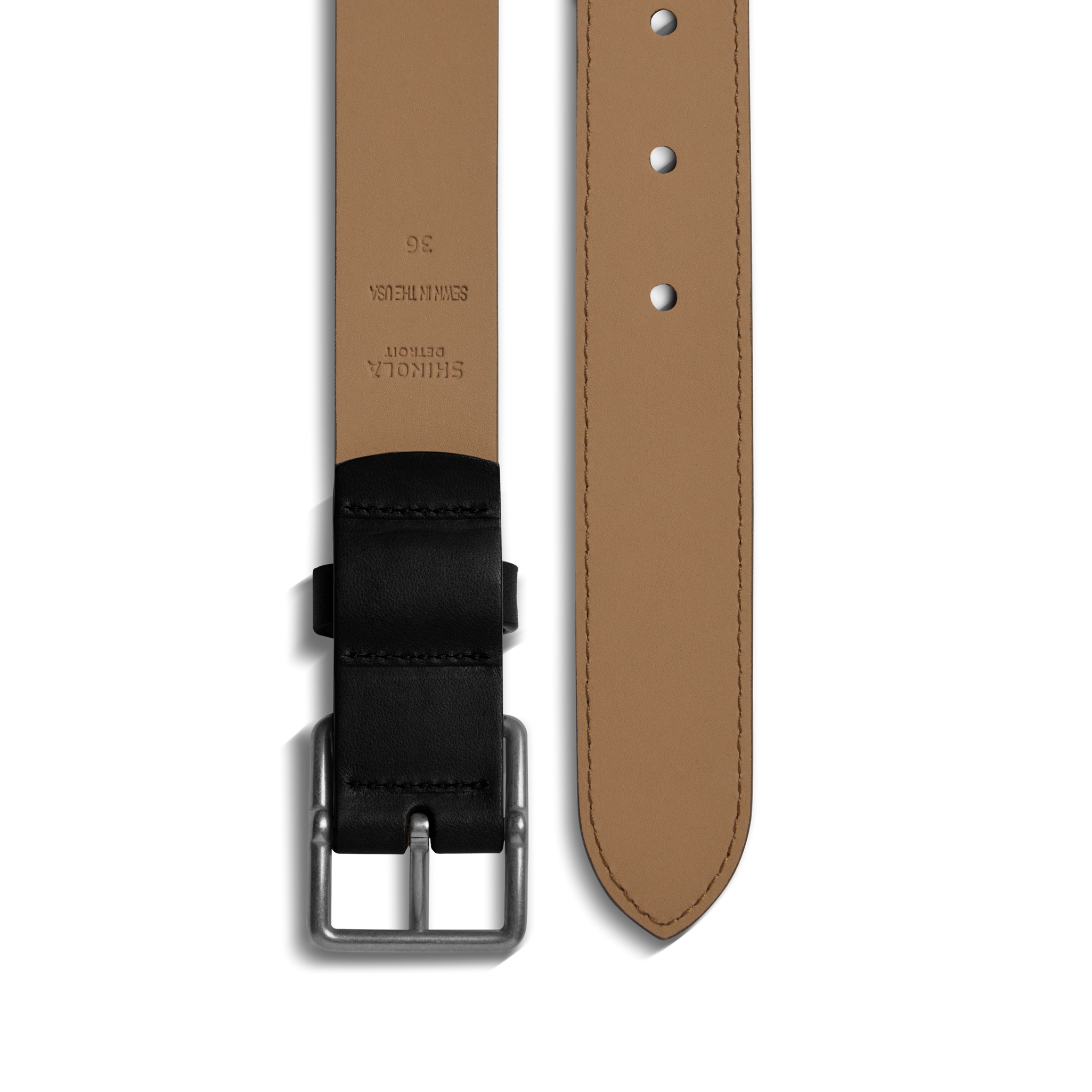 1 1/4 Center Bar Buckle Belt - Black - Image 3