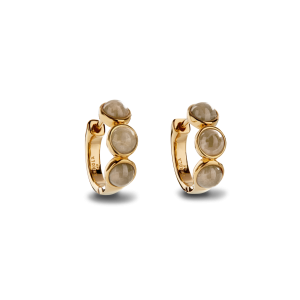 3 Bead Petoskey Huggie Earrings