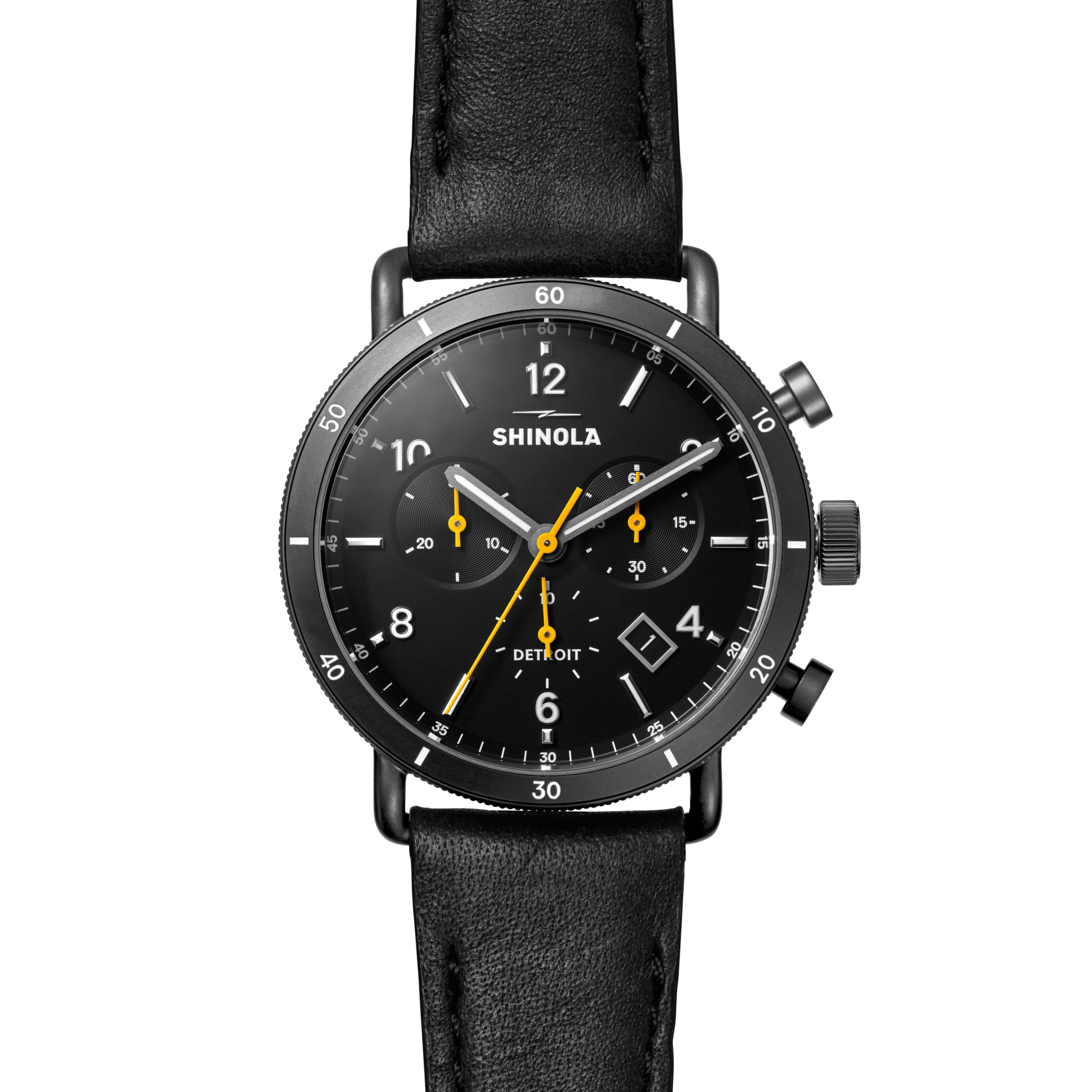 Canfield Sport Chronograph Watch - Black Leather Strap - Image 6