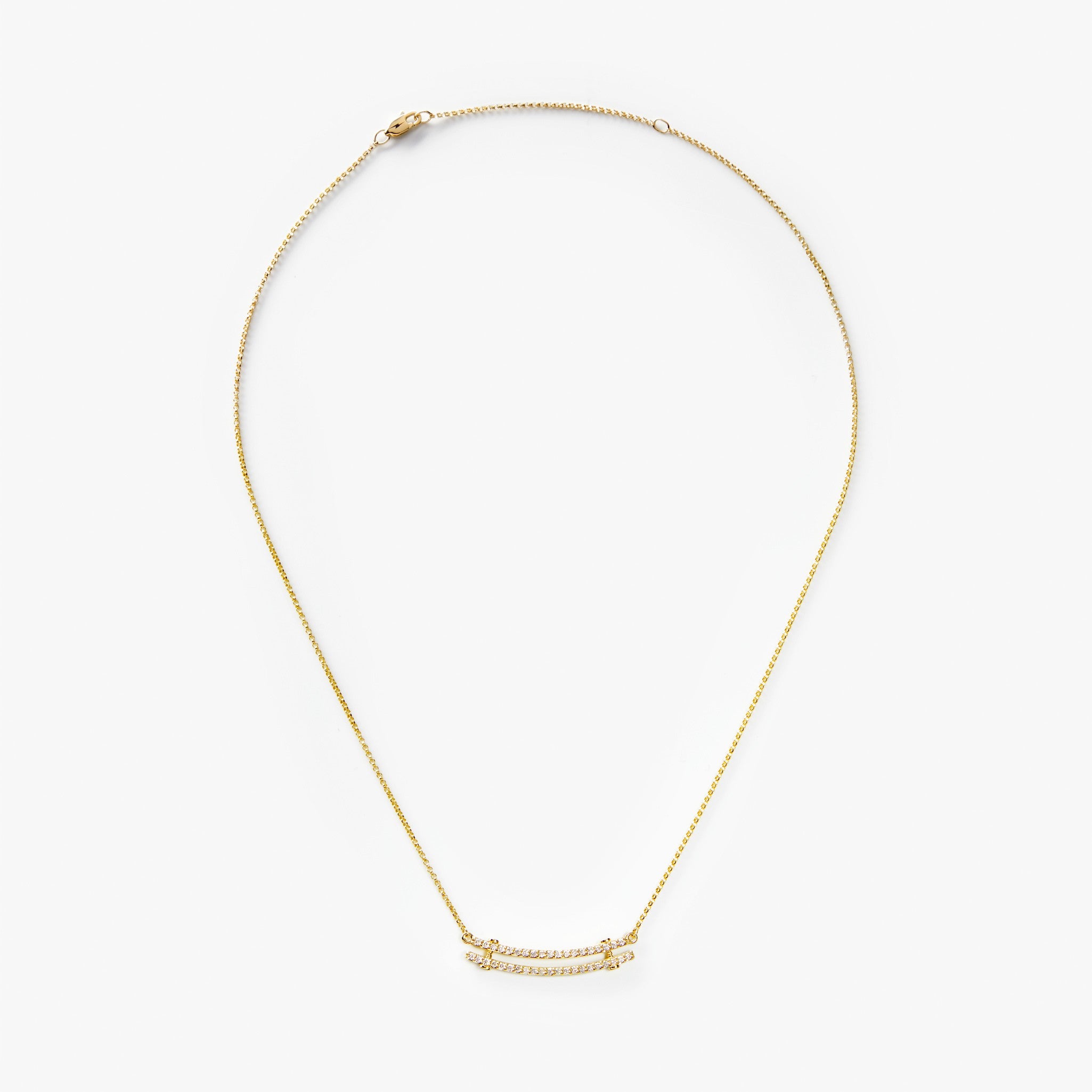 Diamond Pave Rivet Double Row Necklace - Yellow Gold - Image 7