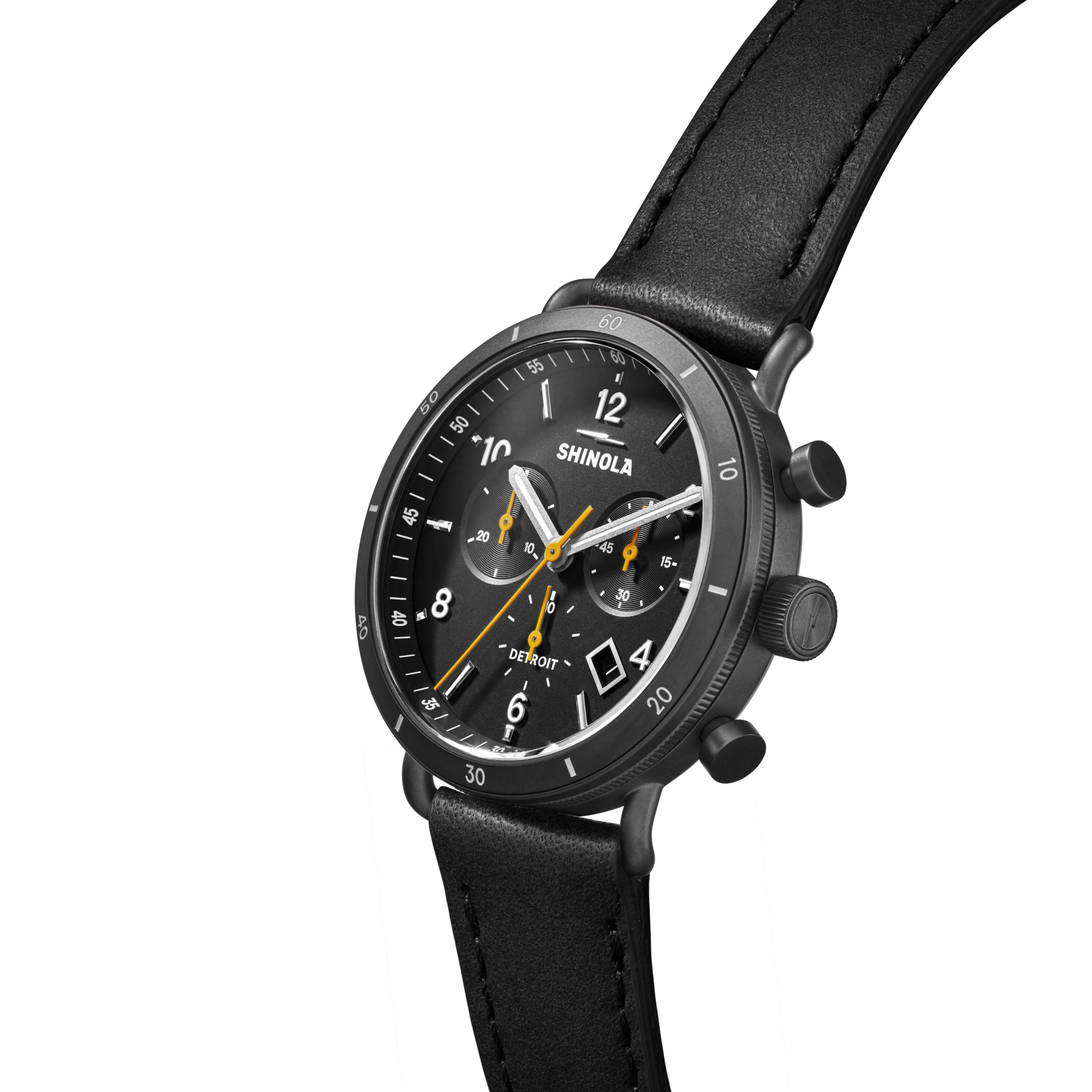 Canfield Sport Chronograph Watch - Black Leather Strap - Image 2