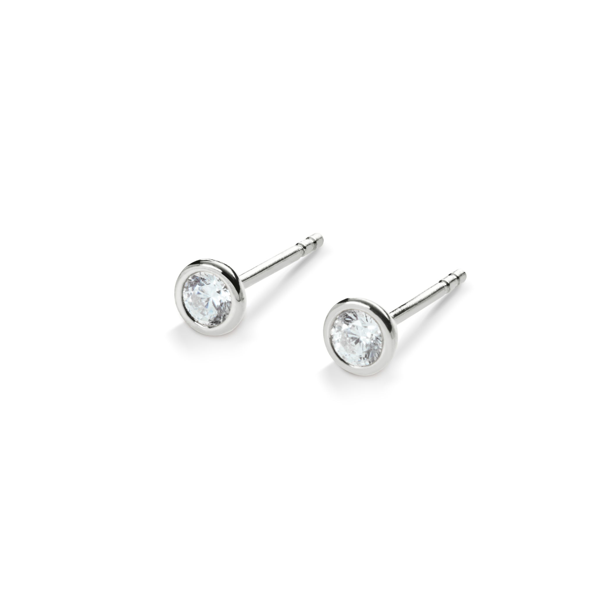 1/4 Carat Round Diamond Bezel Studs - White Gold