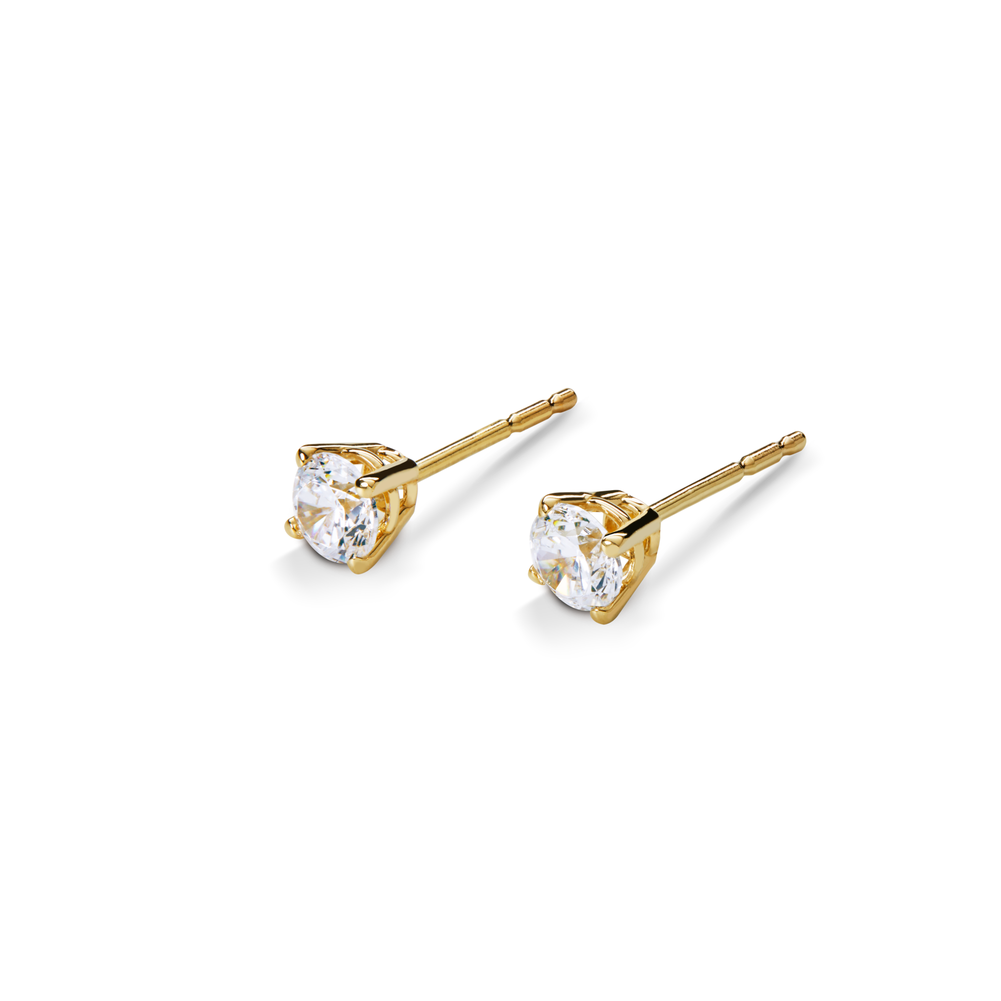 1/2 Carat Round Diamond Studs - Yellow Gold