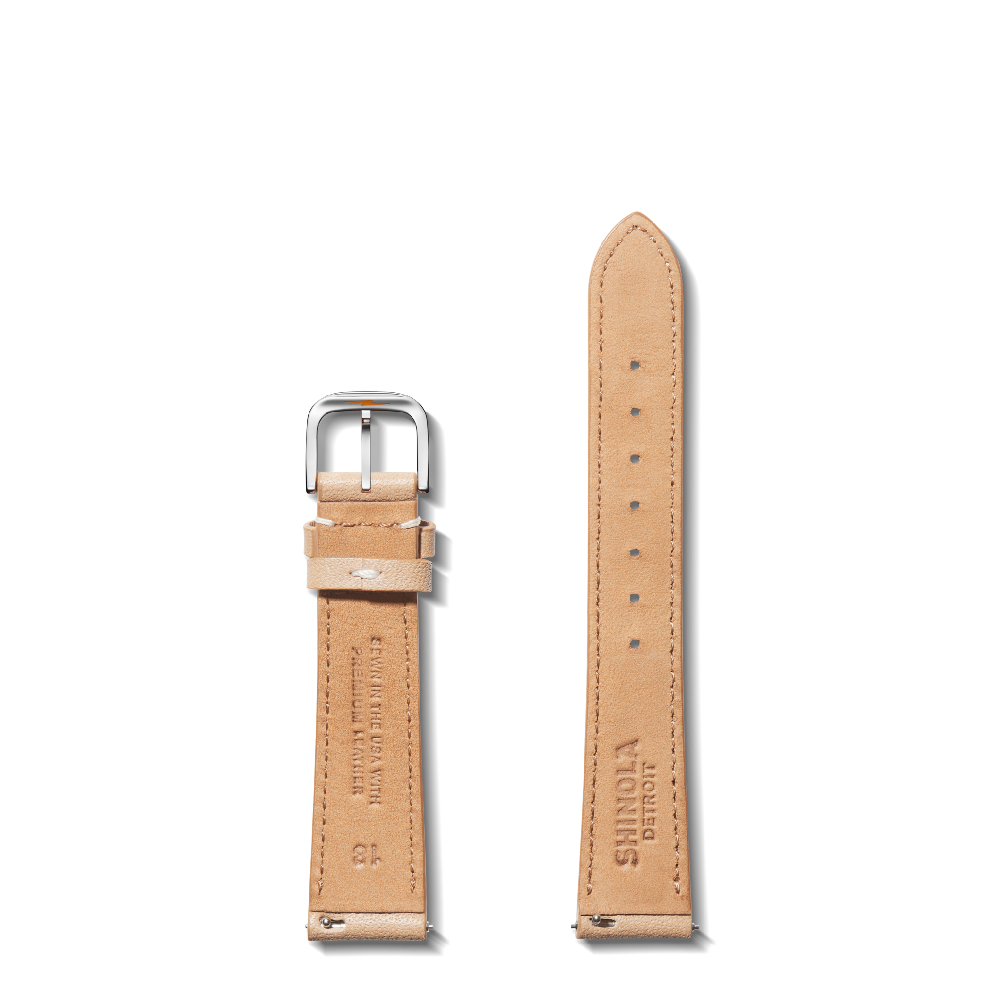 18mm Natural Leather Watch Strap - Natural - Image 2