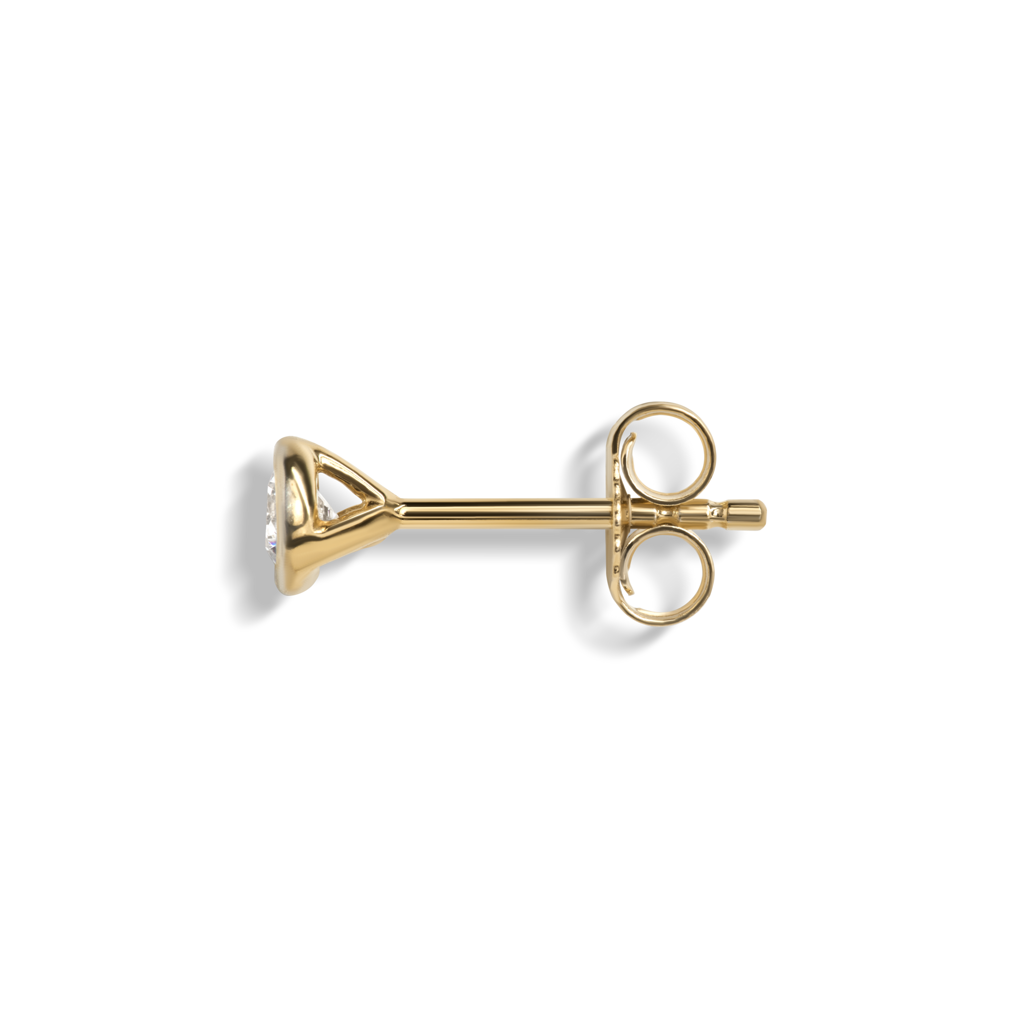 1/4 Carat Round Diamond Bezel Studs - Yellow Gold - Image 4