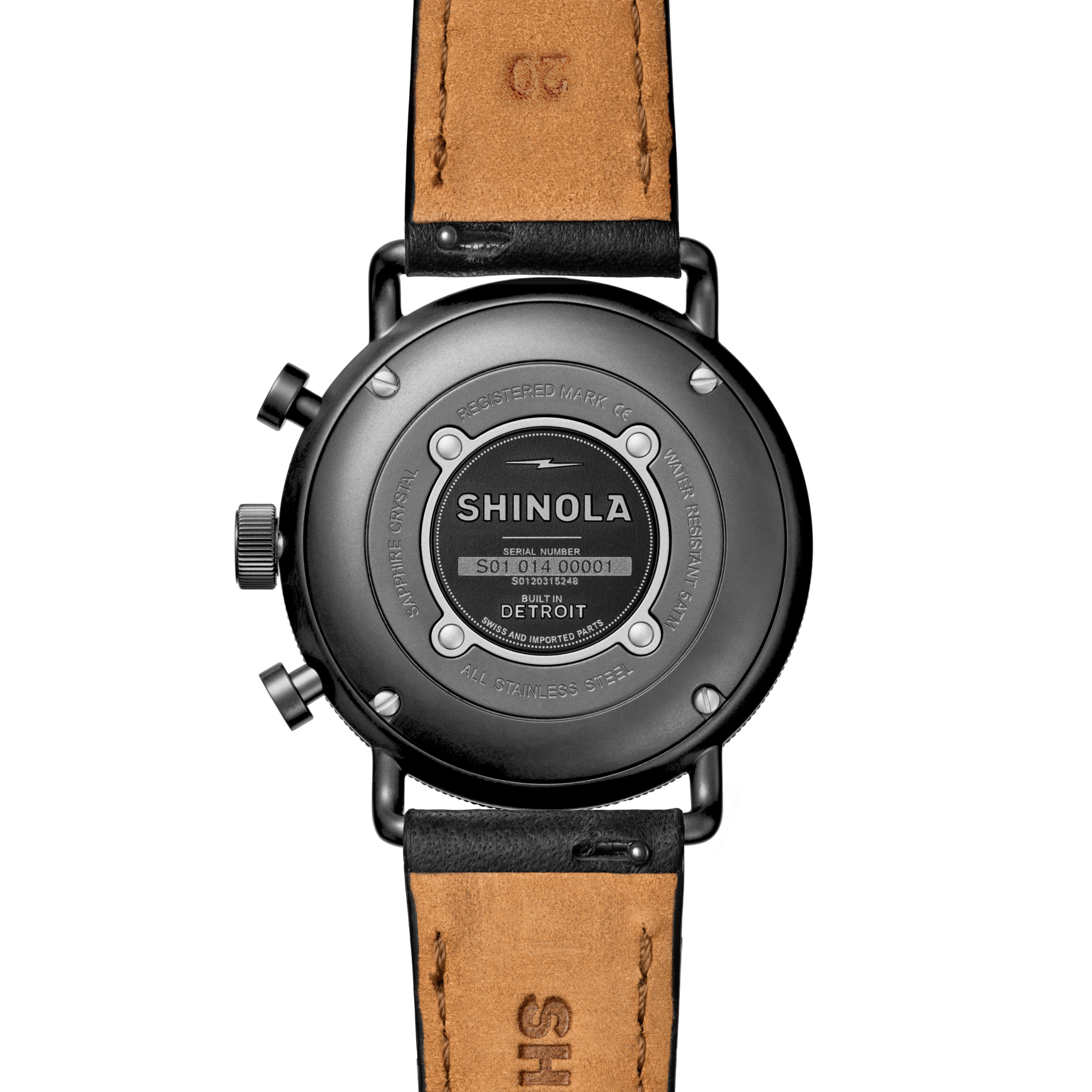 Canfield Sport Chronograph Watch - Black Leather Strap - Image 3