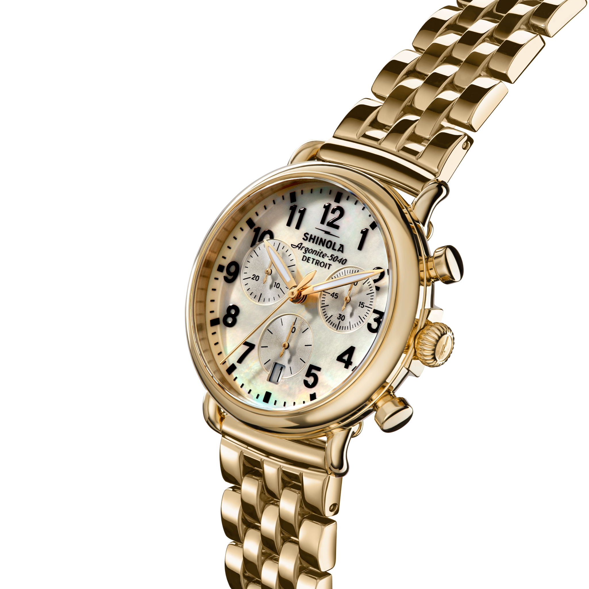 Runwell Chronograph Watch - MOP Gold Bracelet - Image 4