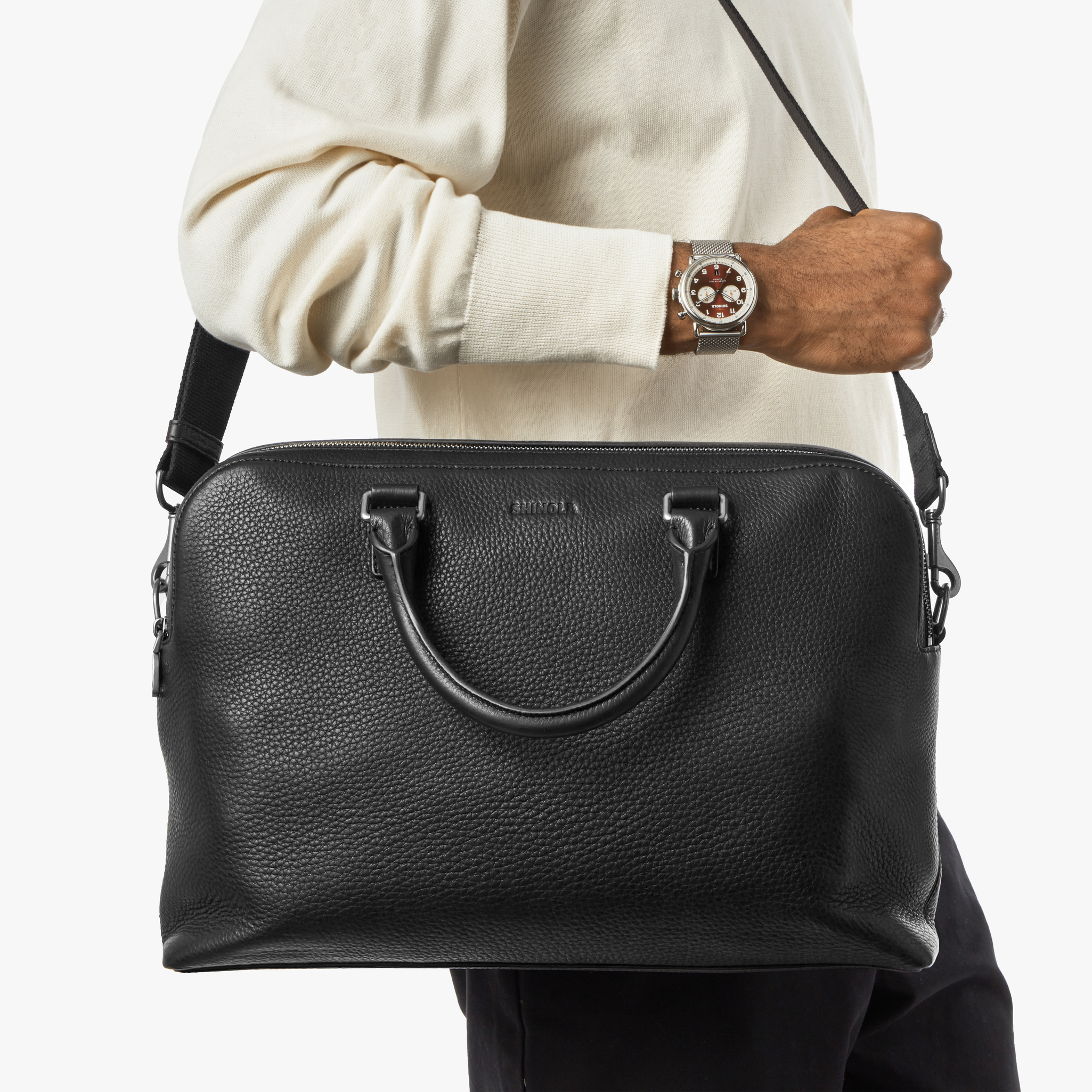 Double Zip Briefcase - Black - Image 6