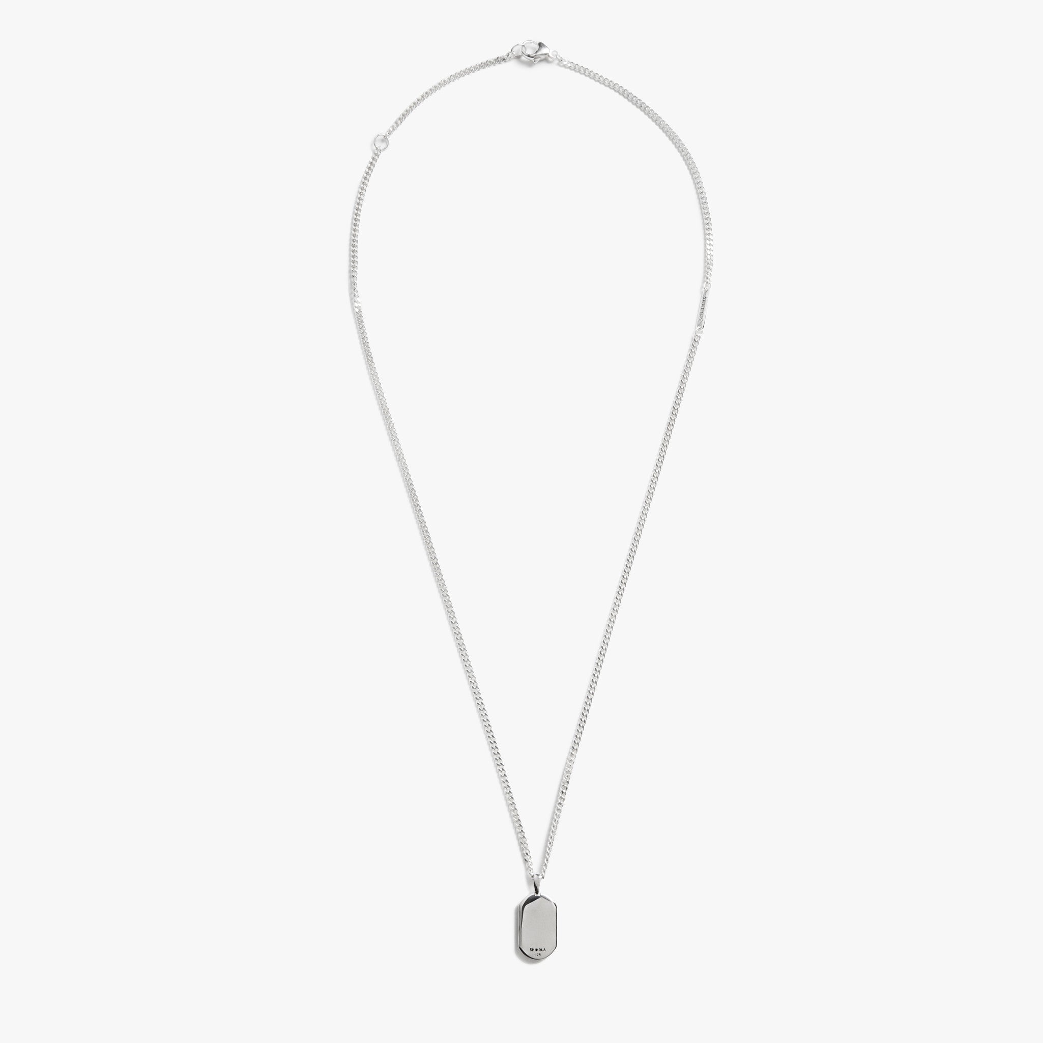 21mm Onyx Tag Necklace - Sterling Silver - Image 4
