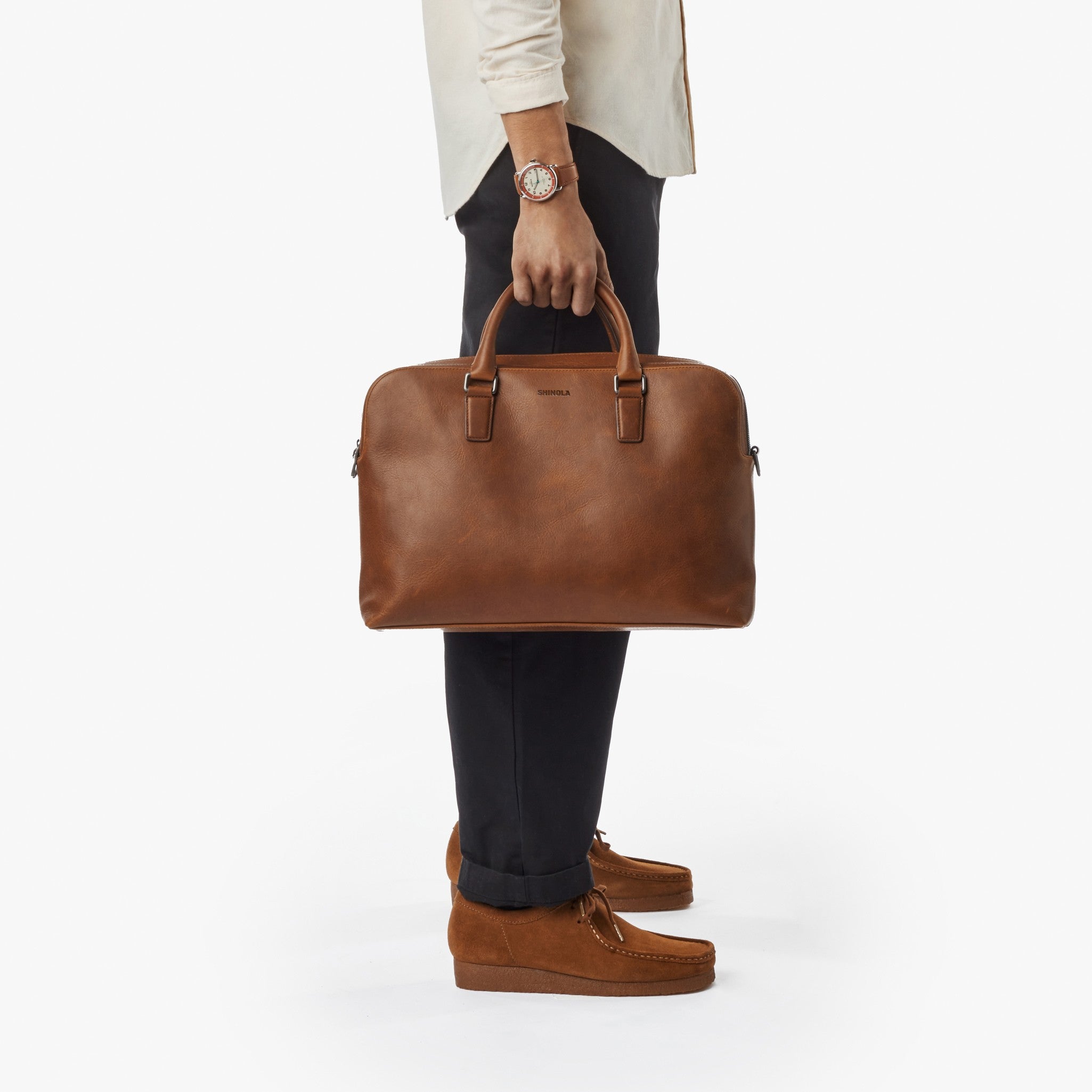 Double Zip Briefcase - Medium Brown - Image 2