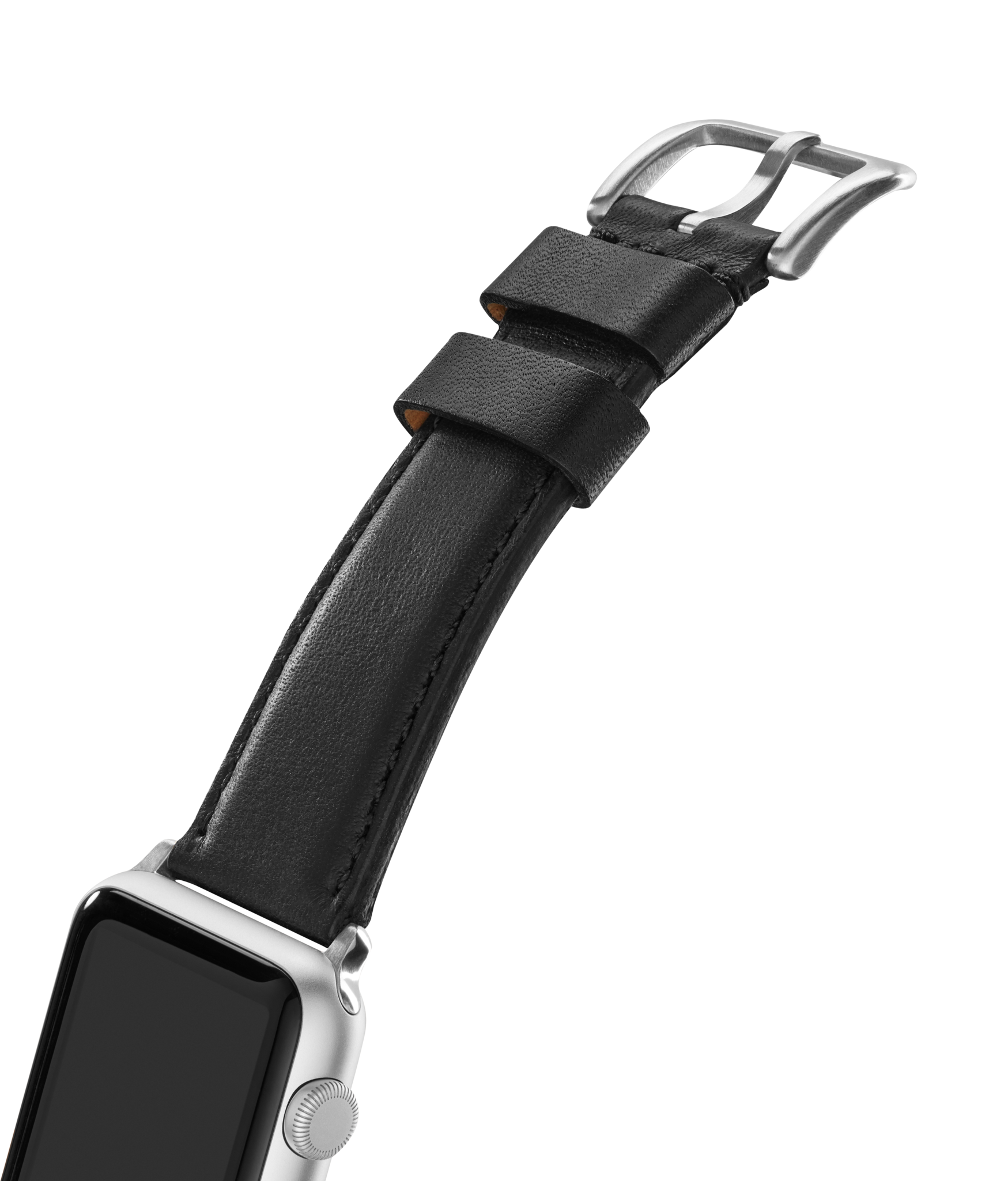 20mm Black Leather Apple Watch Strap - Black - Image 3