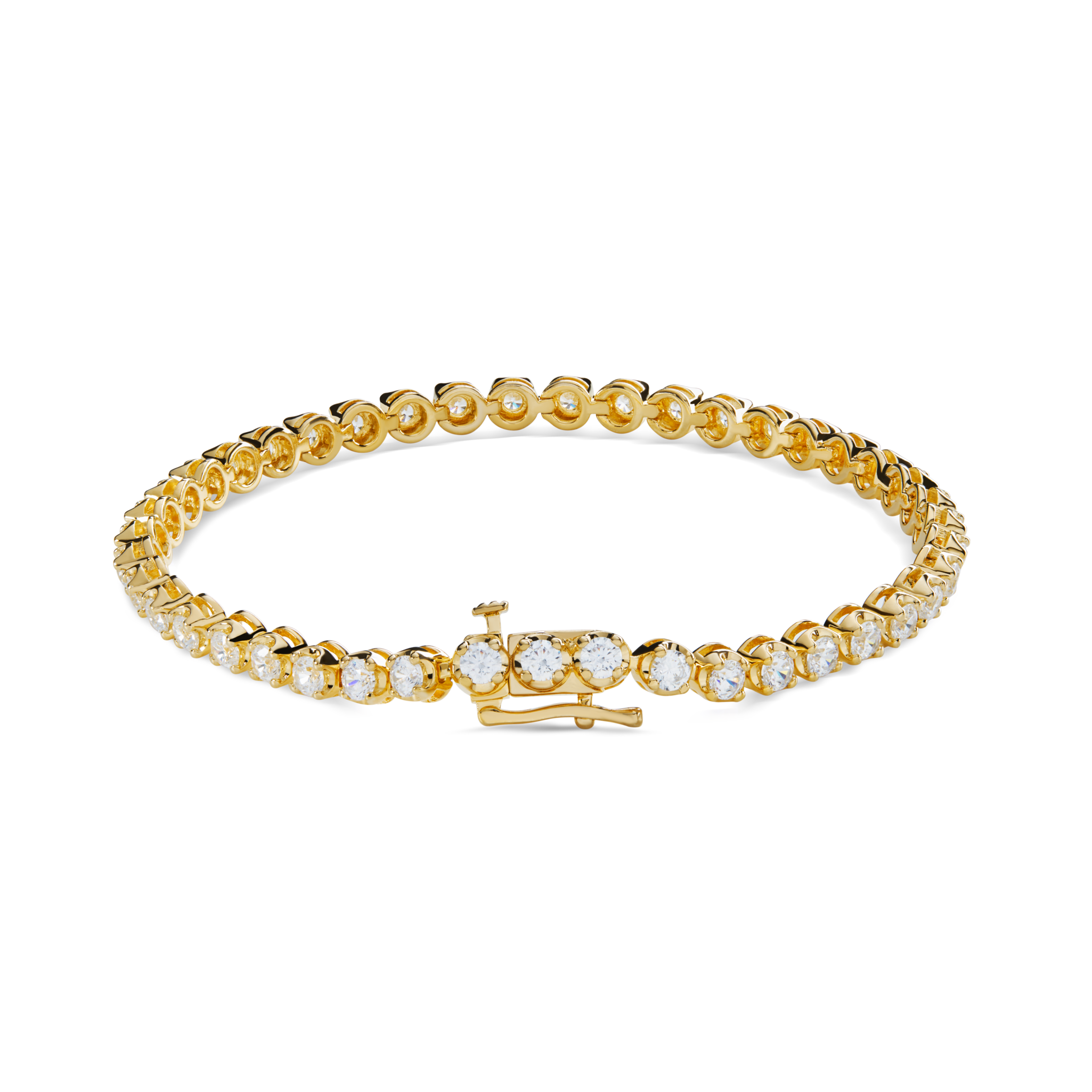 4 Carat 7 Diamond Tennis Bracelet - Yellow Gold - Image 3